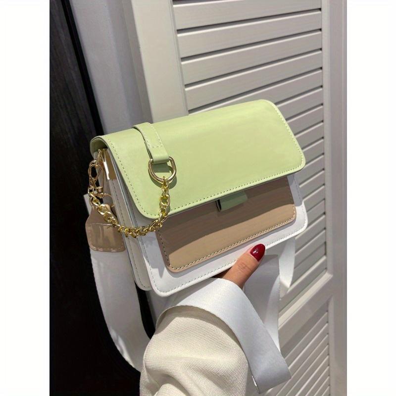 Fashionable Minimalist Color Block One Shoulder Diagonal Crossbody Bag