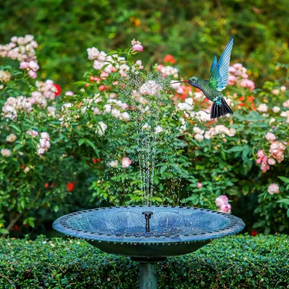 Solar Fountain Pump with 6 Nozzles Outdoor Water Fountain for Bird Bath Garden Pond Pool Aquarium Decoration