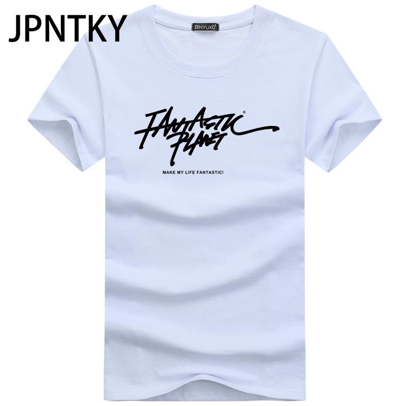 JPNTKY Хлопковая футболка с коротким рукавом мужская модная свободная рубашка с коротким рукавом напечатанная сострадательная рубашка S белый 1334₽