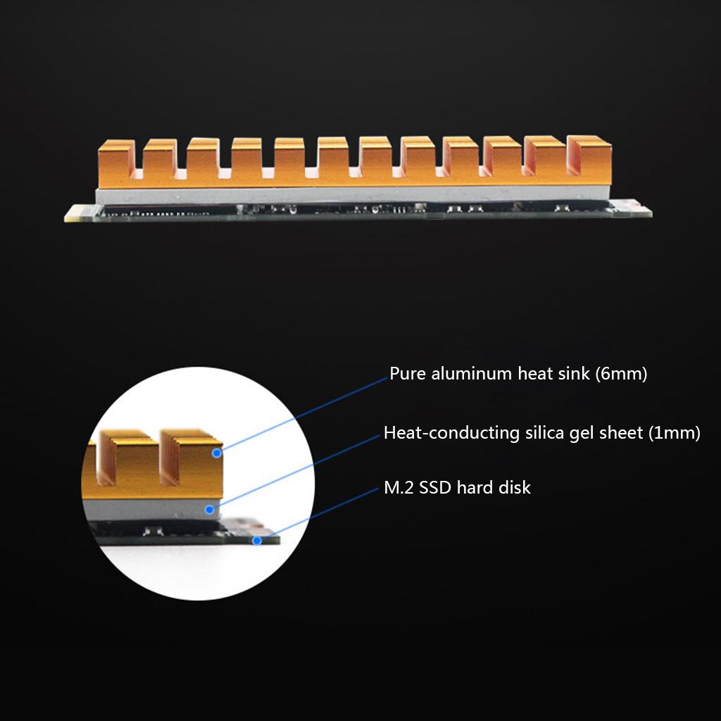 Aluminum Cooling Heat Sink Thermal Pads Heat Dissipation Radiator Thickness 6mm for M.2 Sata PCI-E NVME M2 SSD Heatsink