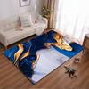 Abstract Marble Pattern Carpet with Gold and Blue Design for Home Decor Suitable for Use As an Anti-slip for Living Room Bedroom Sofas