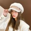 Autumn and Winter New Hat Women's Imitation Lamb Fleece Octagonal Hat Winter Warm and Cold Proof Duck Tongue Hat