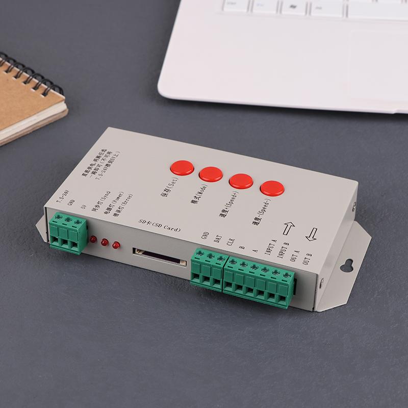 Gleichstrom 5V~24V T1000S SD-Karte RGB LED Max. 2048 Pixel Programm-Controller Ws2812B Ws2811 Ws2815 Lpd6803 Sk6812Ic LED-Streifenmodul