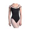 ProDance Ballet Leotard In and Light Blue with Floral Half PLHA015B Women's White, Black, Print, Cup, (L(165), Black)