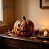 Rustic Wooden Pumpkin Decor Halloween Figurine, Spooky Ornament, Fall Thanksgiving Home Tabletop Accents Table Centerpiece for Party Tiered