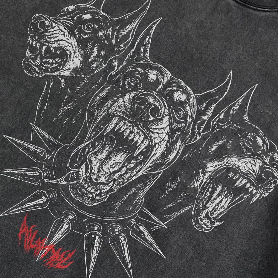 Camiseta unisex estilo streetwear 2026 QUARTER 24 con estampado de Cerberus