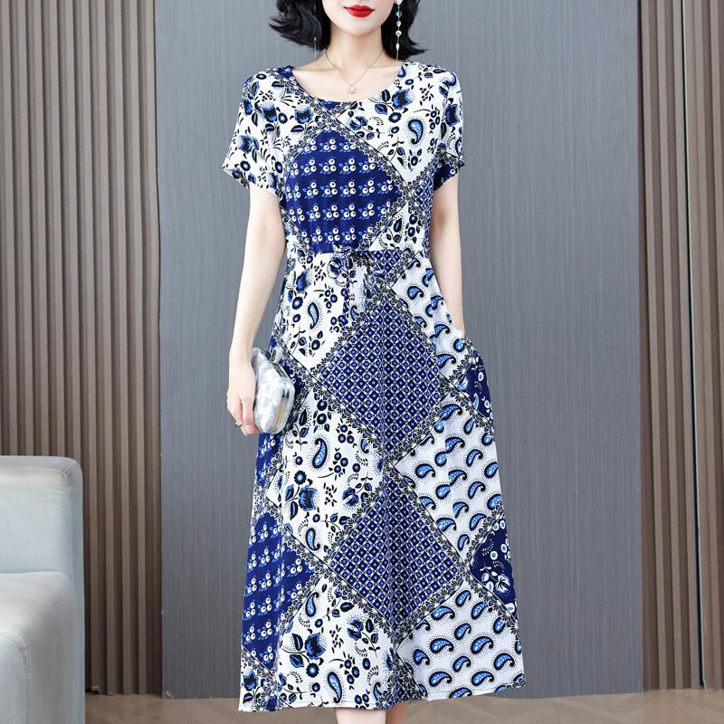 Şık Kadın Elbiseleri Yazlık Vintage Kıyafetler Günlük Büyük Beden Kısa Kollu Yazlık Uzun Elbiseler