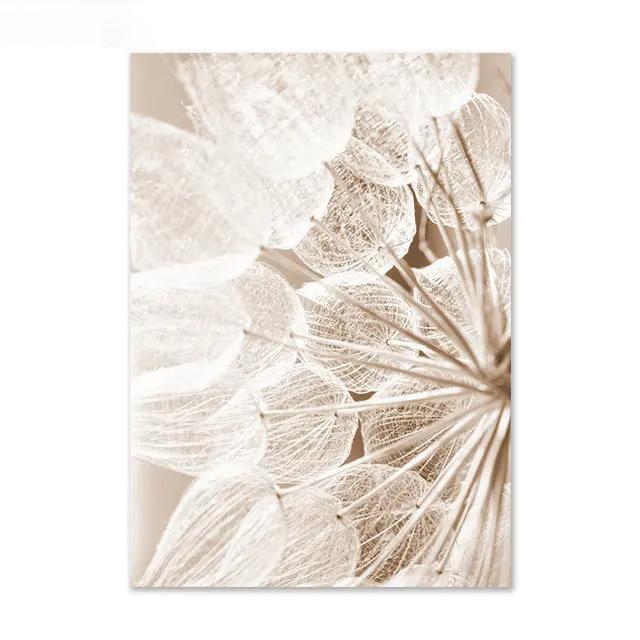 Nordic Beige Dandelion Painting Poster Reed Canvas Art Print Flower Posters Bunny Tail Grass Wall Art Picture Living Room Decor