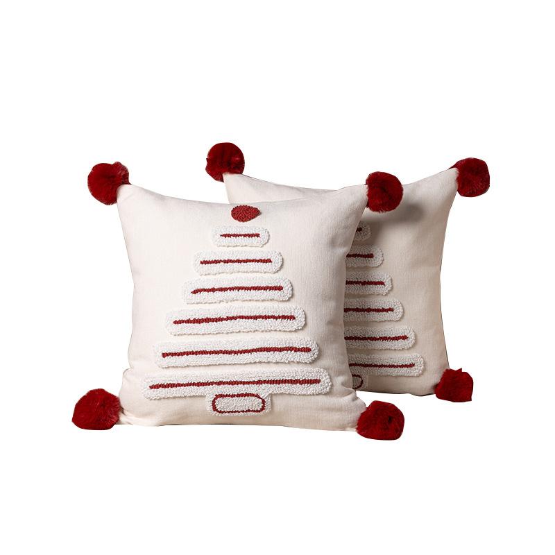 45X45CM Christmas Embroidery Throw Pillow Cover Christmas Tree Pattern Waist Cushion Cover Decor Home Decorative Pillowcase
