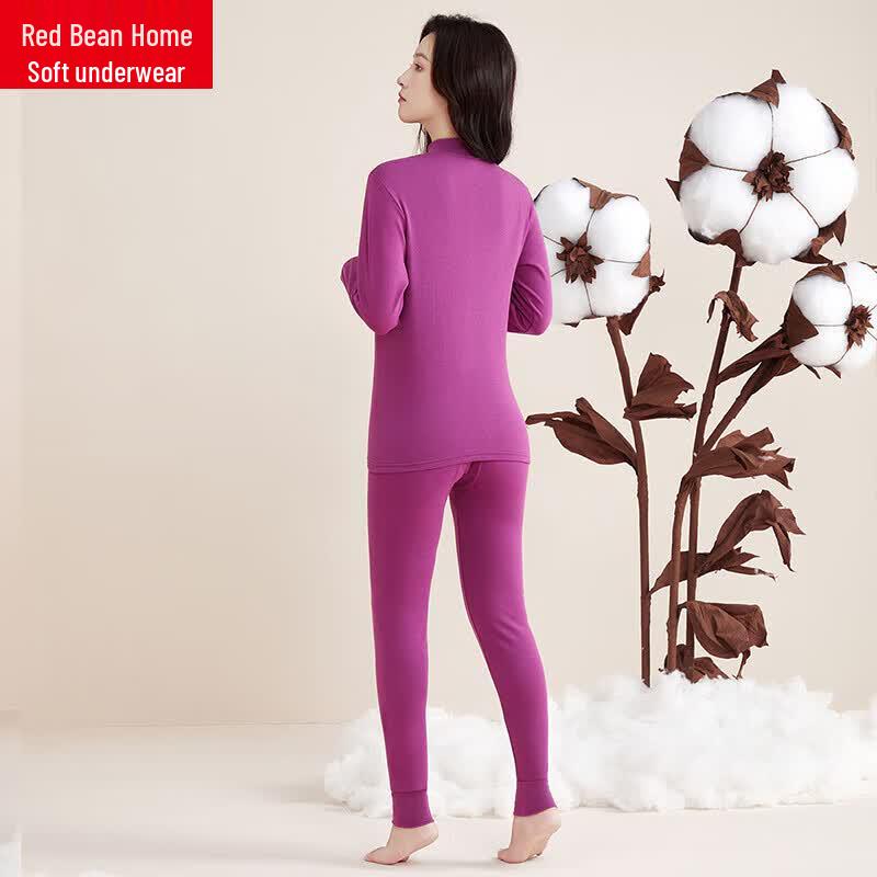Hodo Women's Pure Cotton Mock Neck Thermal Underwear Set
