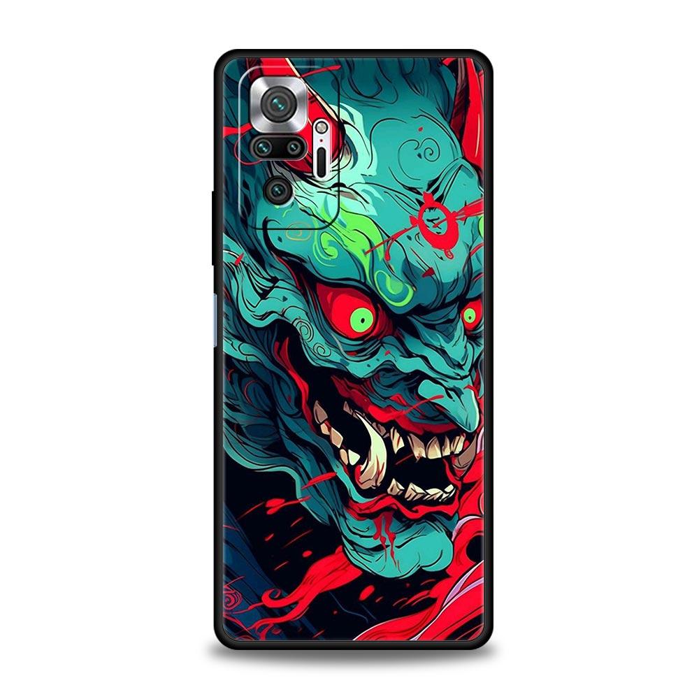 Japan Samurai Oni Mask Phone Case For Xiaomi Redmi Note 14 13 5G 10 11 12 Pro Plus 4G 14C 13C 12C 10C Black Cover