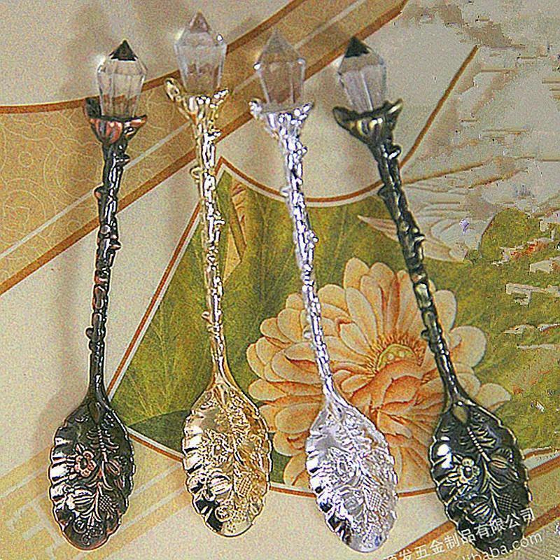 2Pcs Vintage Pattern Small Coffee Tea Mini Spoon Mixing Spoon Cafeteria Station Accessories.
