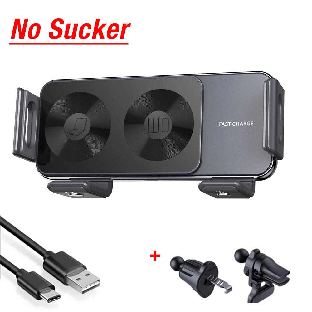 Dual Coil Car Wireless Charger Air Outlet & Dashboard Phone Holder Stand For Samsung Z Fold/Flip 6/5/4/3/2 S25 S24 Fast Charging