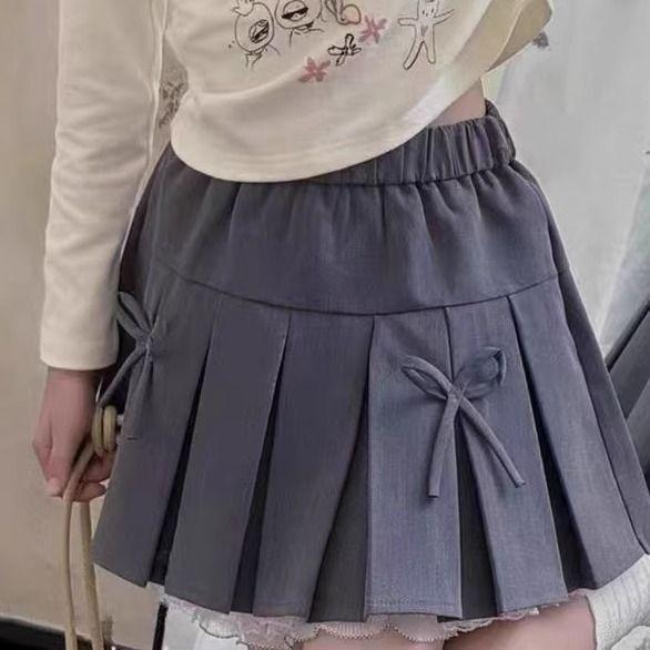 Girls' Korean Style Bow Tie Girls' Half Skirt Lace Lace Lace Pleated Suit Half Skirt