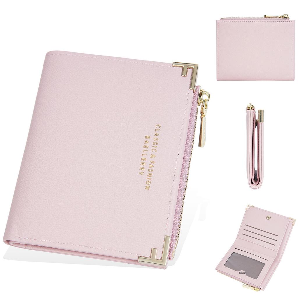 Women's Baellerry Bifold Wallet: Stylish Short Wallet with Zipper Coin Purse & Buckle