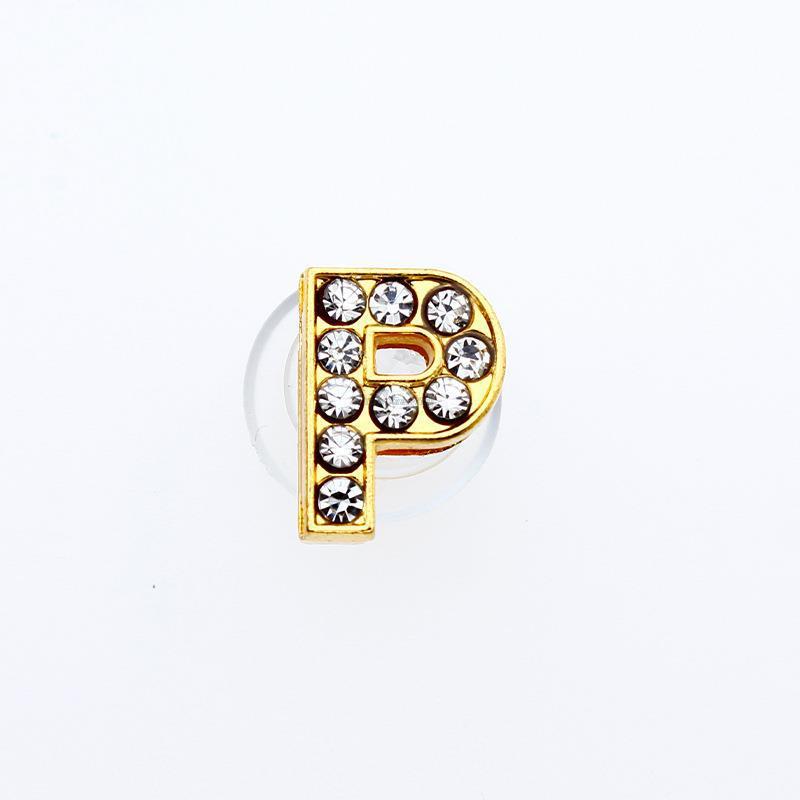 1Pcs Gold Letters Metal Shoe Charms Crystal Diamond Alloy Charms Shoes Accessories Buckle High Quality Shoes Decoration