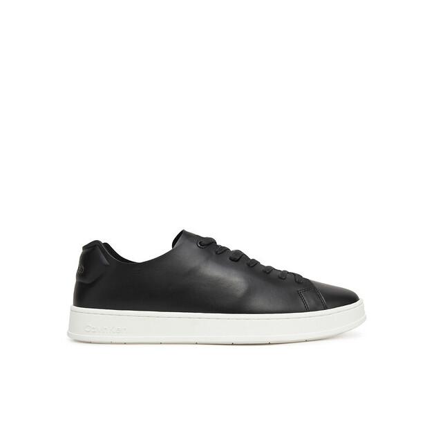 Men's Calvin Klein Low Top Lace Up Unlined Lth Sneakers Hm0hm01885 Black