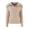 European and American Style, New Women's Clothing, Foreign Style Twisted Zipper Turtleneck Large Lapel Knitted Sweater