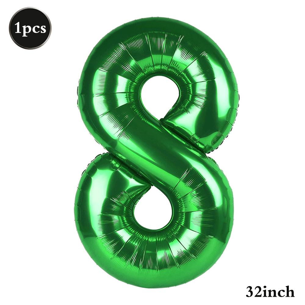 32 Inch Green Number Foil Balloons 0-9 Jungle Safari Theme Soccer Party Decor Kid Boy 1st Birthday Dinosaur Baby Shower Supplies