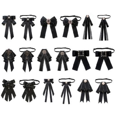 Dames Lint Strik Broche Voorgestrikt Kristal Sieraden Stropdas Strikknoop Jabot Kraag