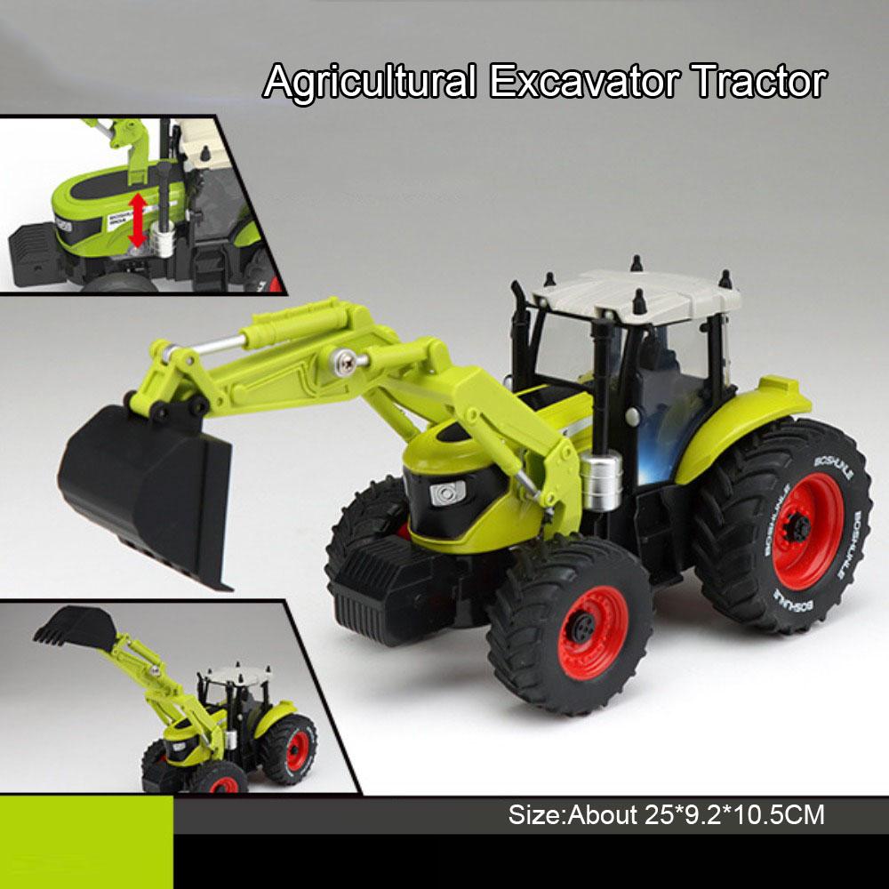 1:32 Excavator Bulldozer Model Toy Car Metal Body Sound Light Slide Forward Tractor Alloy Engineering Vehicles Models Kids Toys