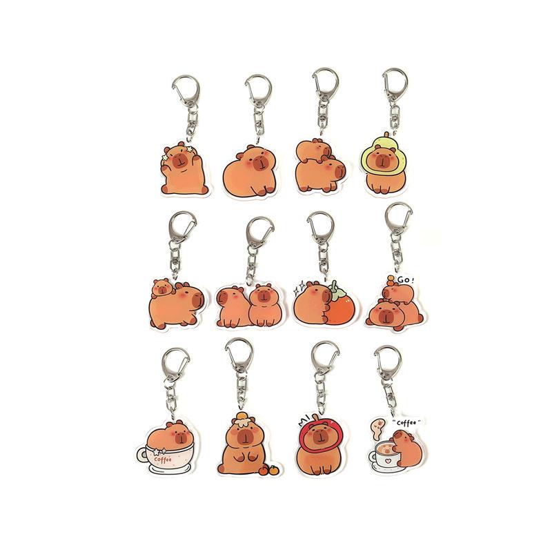 Custom Cartoon Capybara Acrylic Keychain Pendant, DIY Two-Dimensional Bag Charm, Personalizable