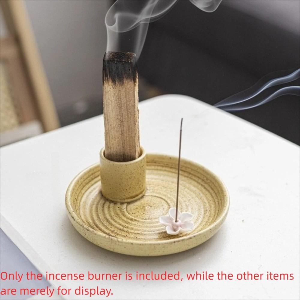 Multifunctional Ceramic Incense Burner Candles Holder 3 in 1 Incense Stick Holder Censer Flower Proof Smudging Stand Living Room