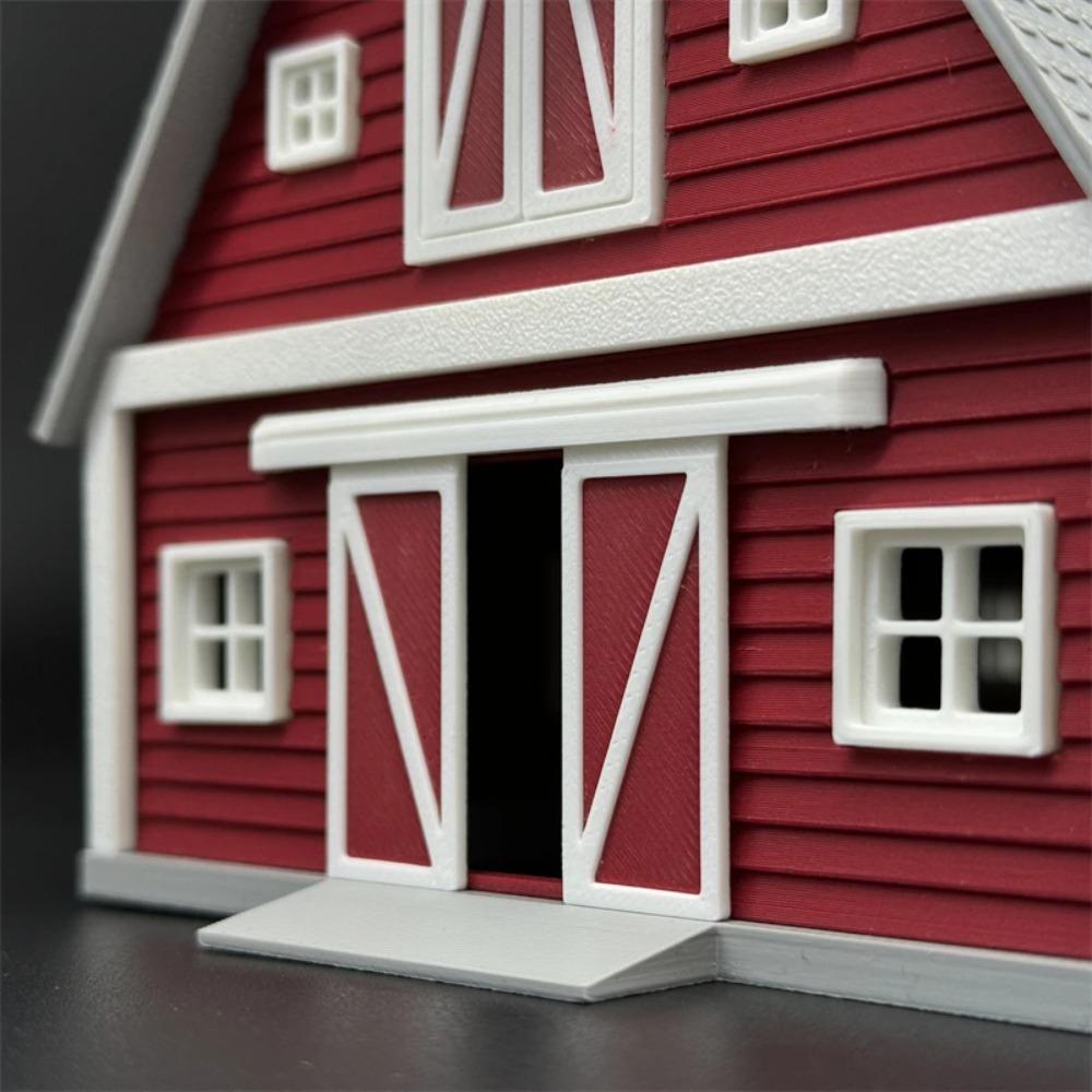 Kit Model Plastic Scară HO 1/87 Model Clădire Hambar Roșu Unic Dioramă Miniatură Exquisită Hobby DIY Colecție Model de Asamblat