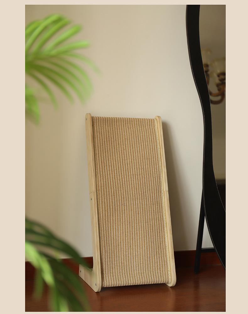 L-Shaped Solid Wood Sisal Cat Scratching Post - Durable, No Debris, Anti-Scratch Sofa Protector & Toy