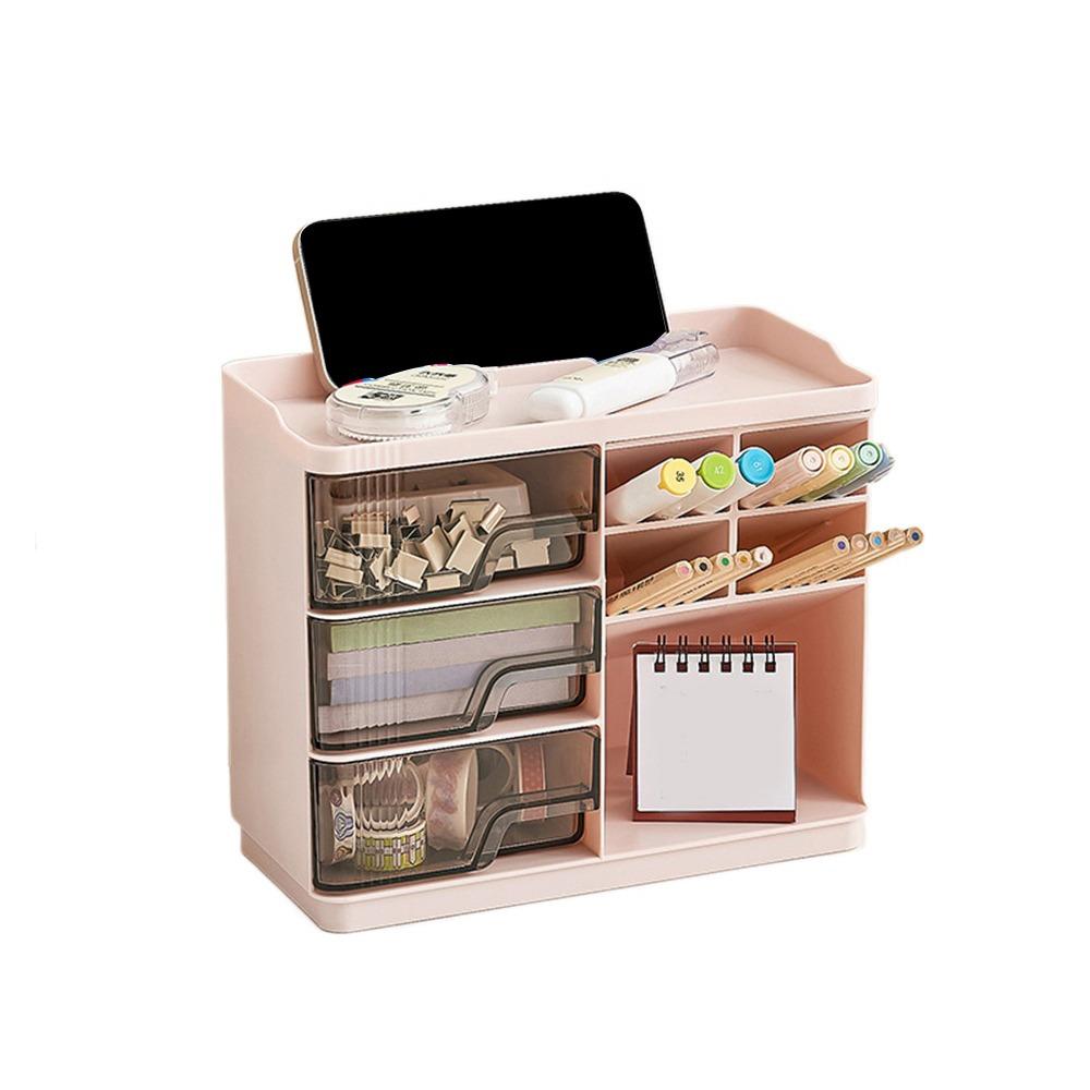 Plastic Desktop Storage Box Drawer Type Large Capacity Stationery Storage Box Dustproof Multi-Layer Makeup Organizer for Home