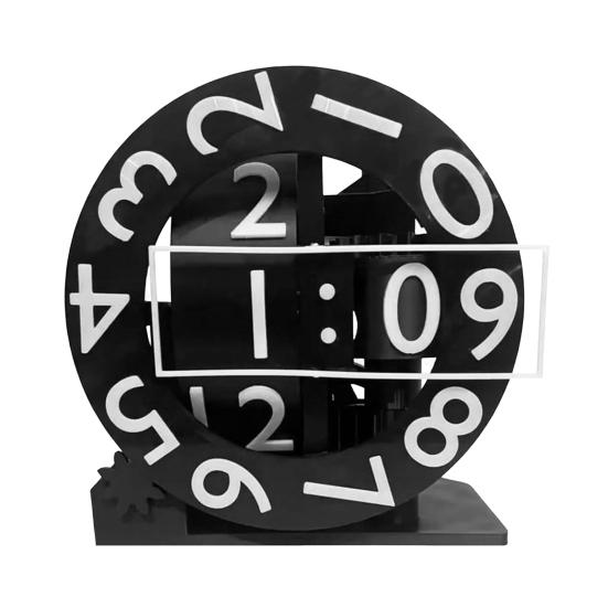 3D Printed Triaxial Clock with Rotating Numeric Display Home Office Living Room Desktop Digital Clock Decoration Tech and Design Enthusiasts Gift