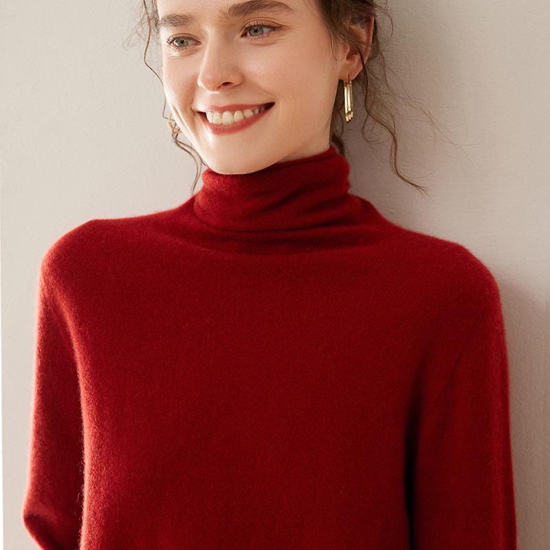 

Женский кашемировый свитер с высоким воротником: Утягивающий, Универсальный Базовый Слой для Осени/Зимы L for 115-125 jin