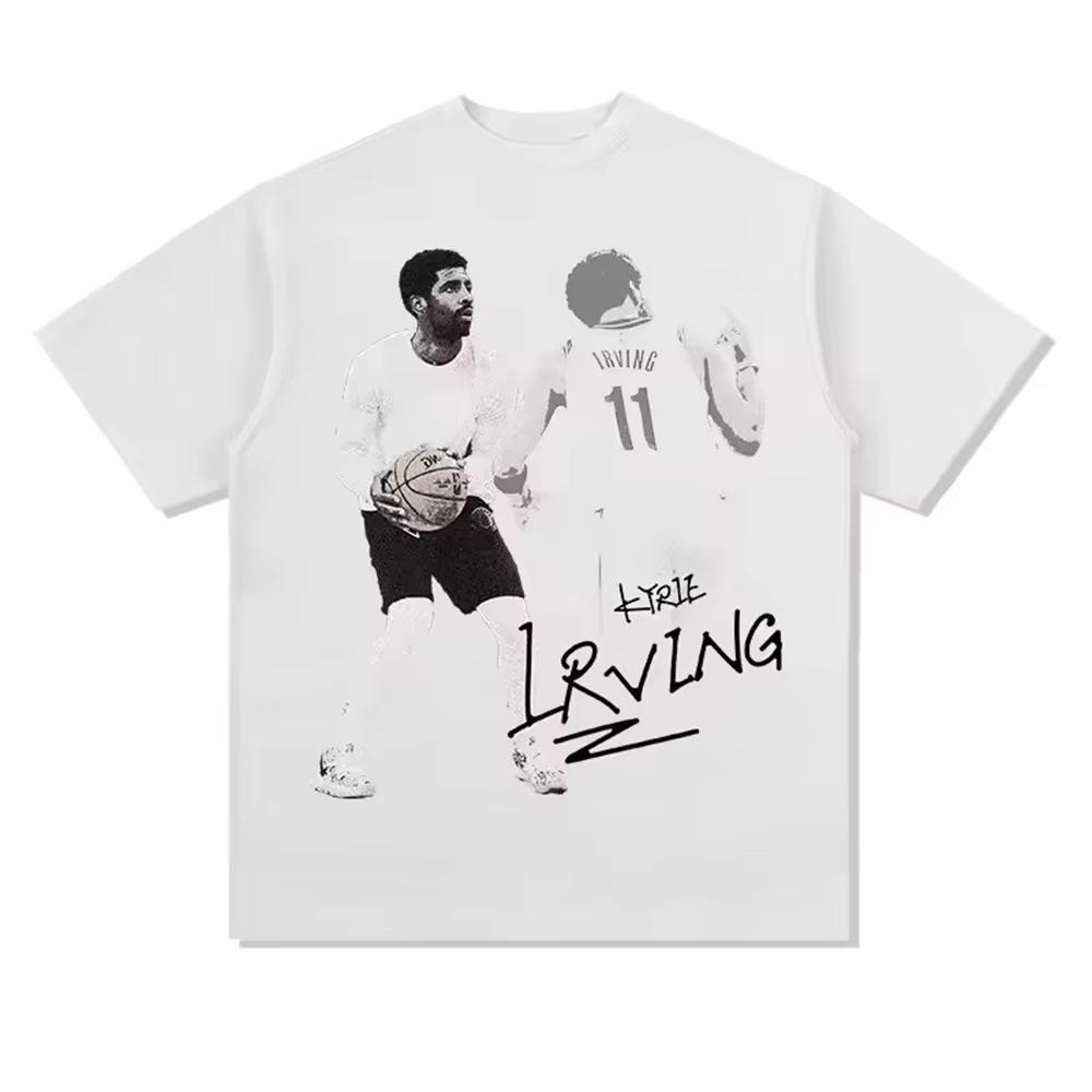 Crew Neck Short‑Sleeve Printed T‑Shirt with Curry, Paul George, LaMelo Ball Kobe, Doncic, Rose Harden, James and Irving Basketball Star Print T-shirt