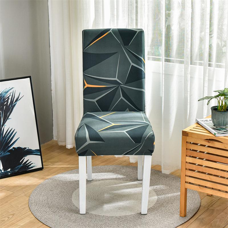 Printed Chair Cover Geometric Pattern Stain-Resistant Anti-Dust Seat Cover Minimalist Fashion Hotel Home Dining Chair Protector