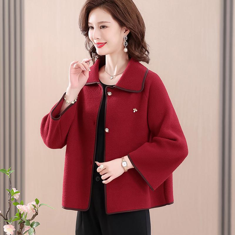 Hengyuanxiang Woolen Trench Coat for Middle-Aged and Elderly Women
