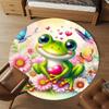 1PC Frog Flowers heart Round Chair mat Area Rug - Non-Slip, Floor Mat for Office, Bedroom, home decor Christmas Gift c0528037