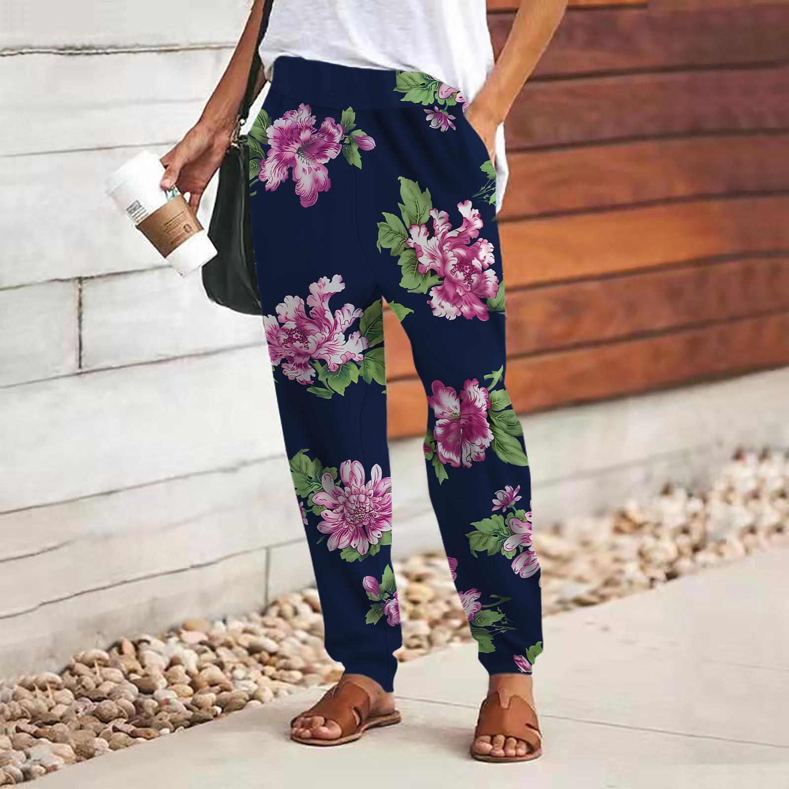 

Жіночі 3D красиві штани з принтом червоних квітів, шнурівка, вільні штани на талії, повсякденні довгі брюки з кишенями 6XL