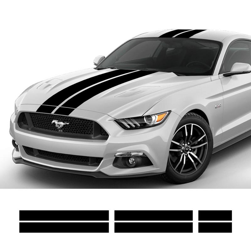 3Pcs Car Stickers Auto Hood Bonent Roof Tail Decor Decal Graphics Stripes Kit Vinyl Tuning Cover For Ford Mustang GT500 GT350 GT