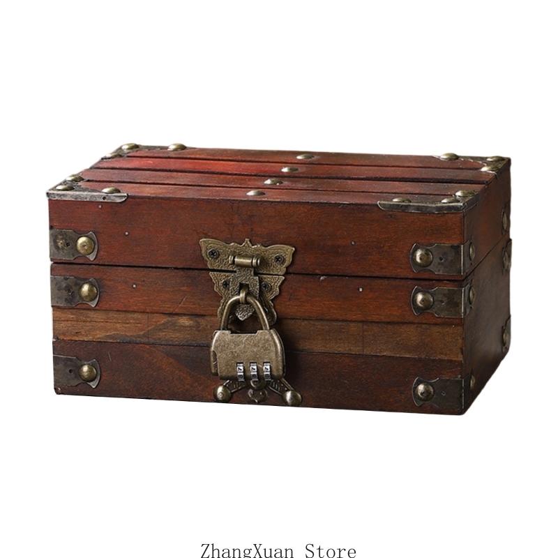 3XUF Chinese Inspire Jewelry Box With Lock Construction Multiple Dividers