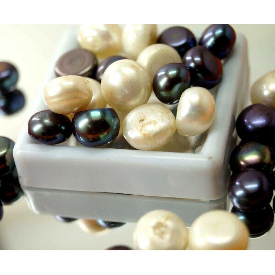Cabochon Natural Pearl White & Black 100 Ct Fabulous Loose Gemstone Lot