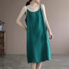 Women's Fashion Summer Spring Solid Color Print Sleeveless Suspenders Loose Waistline Casual Dresses