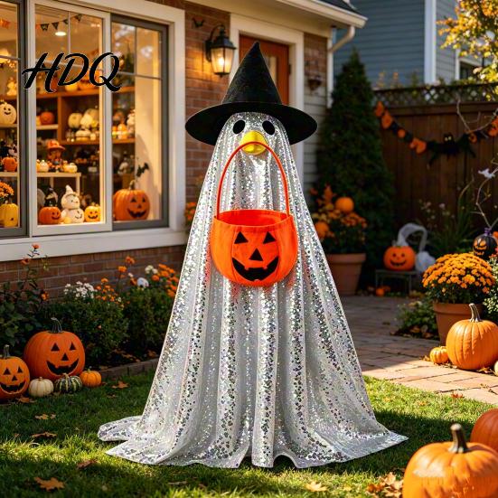 Statue Goose Costume Halloween Ghost Costume with Shiny Sequin Decor Soft Atmosphere Prop for Holiday Yard Decorations Accessories