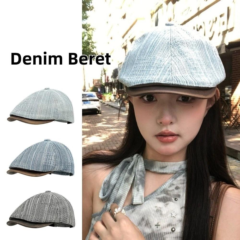 Retro Cowboy Beret Y2k Painter Cap Korean Denim Beret  Unisex