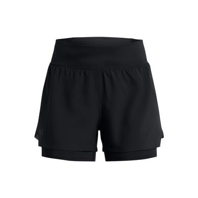 Pantalones cortos para correr 2 en 1 con cintura elástica de color liso, pantalones cortos para mujer, negro 1376759-001