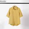ZANZEA Womens Turn Down Collar Summer Half Sleeve Blouse