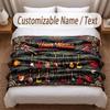 Music Guitar Theme Soft Blanket Personalized Custom Name Text Print Warm Blanket Home Sofa Bedroom Decor