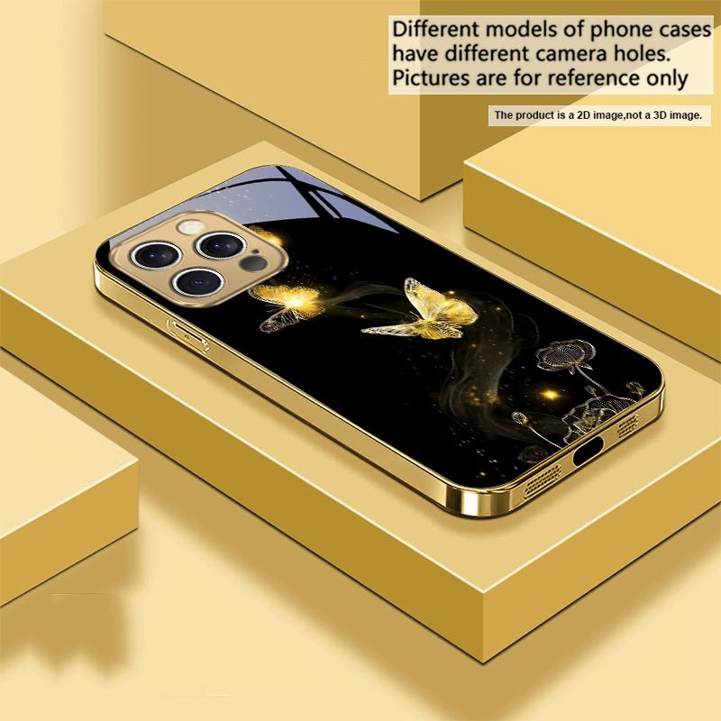 Winding Golden Light For IPhone 17Pro Max 16 17 Pro 15 Pro 14 13 Plus 12 Mini 11Pro Max XR 16E 17Air Golden Glass Phone Case
