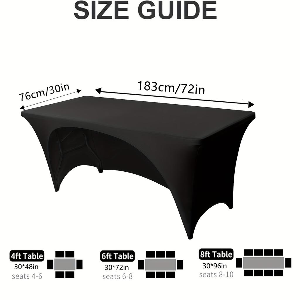 1pc Full Coverage Elastic Tablecloth, Washable Wrinkle-Resistant Polyester, Suitable for Parties, Weddings, Banquets, New Year's Eve