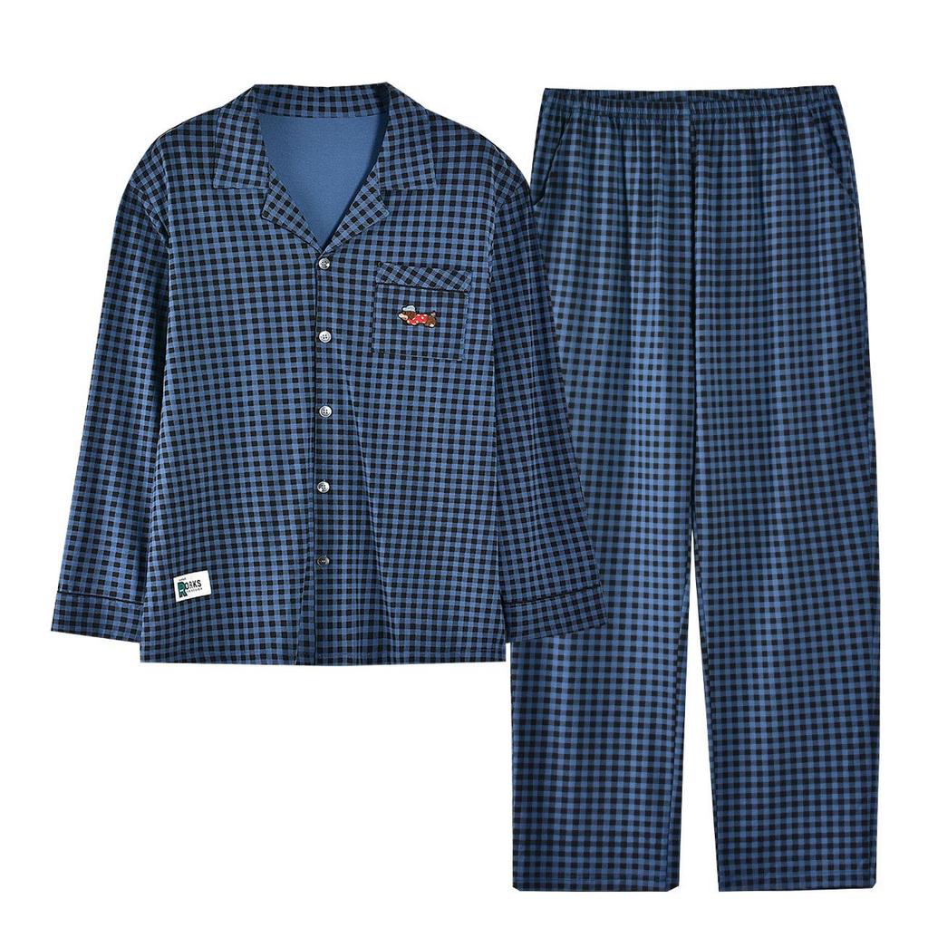 Men's Autumn Cotton Pajama Set - Cardigan, Long Sleeve Top & Pants, Casual High-End Home Wear