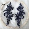 Embroidery Lace Applique 2 Pcs Sewing Flower Fabric Collar Patch Motif Trim for Clothing Wedding Gown Dress Bridal DIY Crafts Daily Wear Tailor Shops